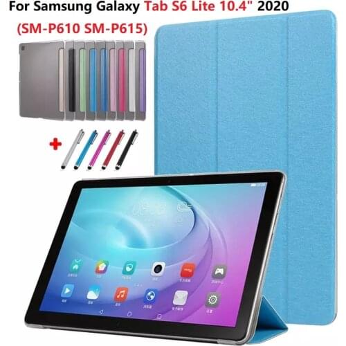 For Samsung Galaxy S6 Lite Case SM-P610 SM-P615 10.4 2020 Flip Tri Fold Stand Tablet Cover for Galaxy Tab S6 S 6 Lite Case + Pen