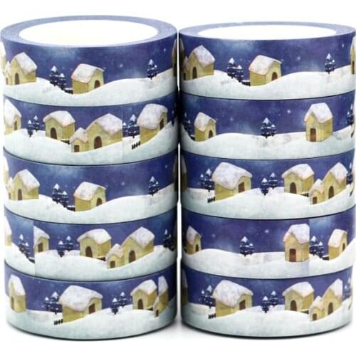 NEW 10pcs/Lot Decorative Lovely House and Tree Winter Snow Washi Tapes DIY Scrapbooking Planner Adhesive Masking Tape Stationery
