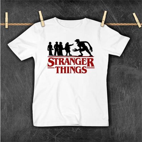 Harajuku Trend New Tee Stranger Things Graphic Baby Boys T shirt Top Tumbkr Streetwear Children Clothing White Tshirt Plus Size
