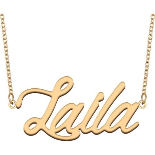 Laila Name Necklace for Women Stainless Steel Jewelry 18k Gold Plated Nameplate Pendant Femme Mother Girlfriend Gift