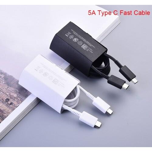 Original Samsung 5A Dual Type C Cable Fast Charging Data Line For Galaxy S20 + Ultral S10 Plus S10E Note 20 A50 A60 A70 A80 A90