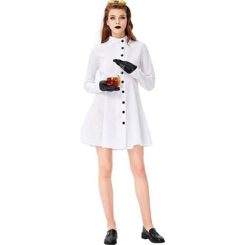 Halloween women Frankenstein dress Garment Lab Researcher Role Playing Suit White Scientist dress girls Cosplay Costume
