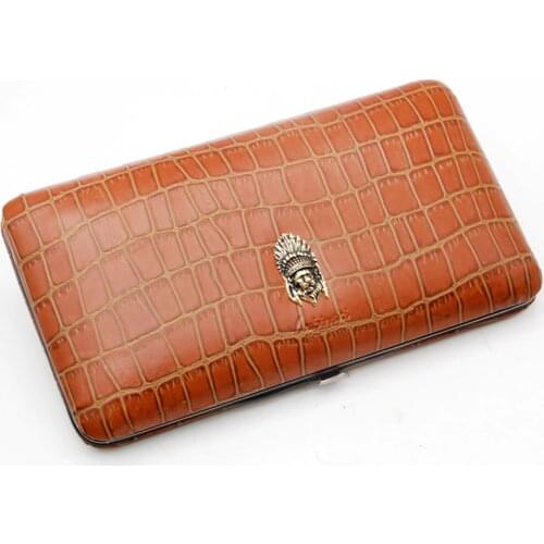 LUBINSKI Leather Cigar Case Cedar Wood Travel Cigar Holder Mini Humidor 4 Tube Smoking Accesory