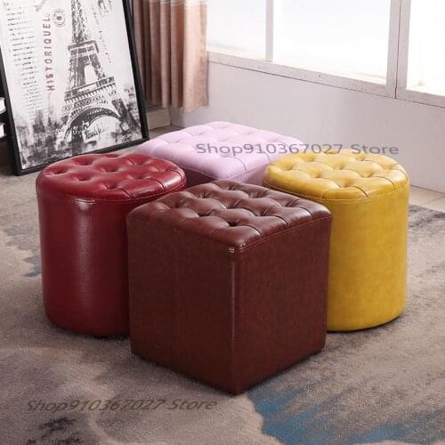Leather Shoe Stool Home Pidun Living Room Coffee Table KTV Soft Bag Stool Light Luxury Clothing Store Creative Sofa Stool