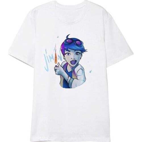 Kpop Bangtan Jimin cartoon T-shirt kpop Cotton Print white Tshirt short sleeve Loose clothes k-pop bnagtan boys T-shirt