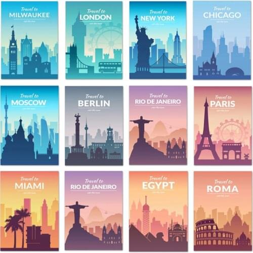 Colorful Scenery City DIY Diamond Painting Cross Stitch Tourist Travel Paris Moscow New York Diamond Embroidery Room Decor Art