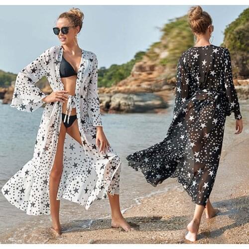 Summer Beach Cover Up Sexy Bikini 2021 Chiffon Long Dress For Women Beach Dress Women Bathing Suit Beach Tunic Kaftan badpak