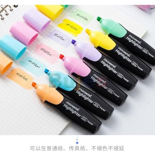 Monami Highlighter 640 Series Marker Pen, Bright and Soft Color Fluorescent Color, Highlight Mark, School Supplies