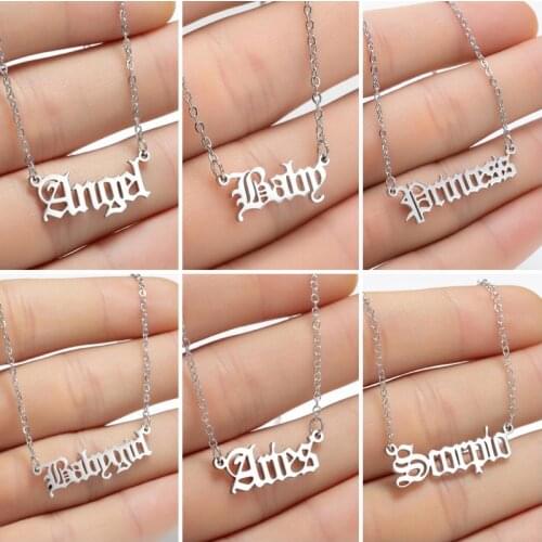 Fashion Baby Girls Necklace Personalize Babygirl Letter Necklace Pendants Stainless Steel Old English Gothic Jewelry Unique