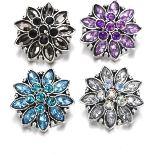 Fashion charm 18-20mm Metal Snap Button Flower Button fit Snap Bracelets Bangles snap Jewelry women jewelry wholesale jewelry