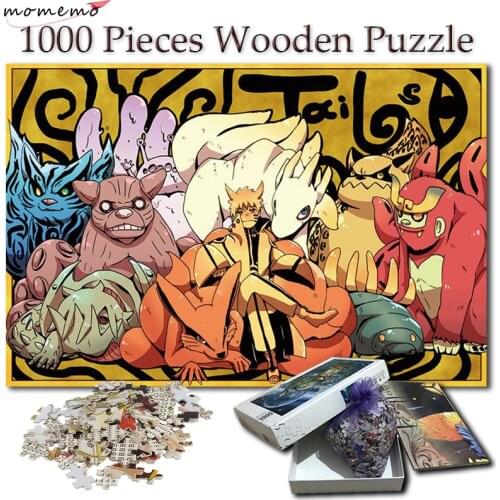 MOMEMO Puzzle 1000 Pieces Tailed Beasts Naruto Wooden Jigsaw Puzzles NARUTO Cartoon Anime Puzzle Games Toy for Kid Children Gift