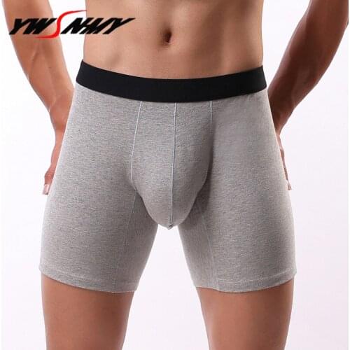 Mens Long Boxer Shorts Breathable Health Sexy Big U Convex Pouch Half-length Boxers Long Leg Underpants Sculpting Slip Panties