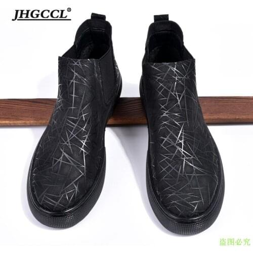 Mens fashion breathable chelsea boots soft leather shoes flats platform ankle botines hombre brand designer masculina male A11