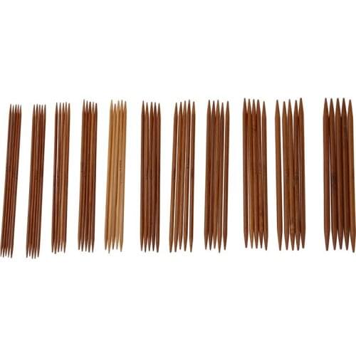 5 Sets of 11 Sizes 5'' (13cm) Double Pointed Carbonized Bamboo Knitting Kits Needles Set (2.0mm - 5.0mm)