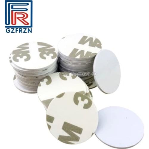 100pcs 3M stickers 13.56mhz dia 25mm NFC Tag Ntag213(NTAG203) Plastic(PVC) Coin CardsUsed For Android And All NFC Phone