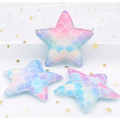 8Pcs 58mm Mermaid Scale Rainbow Star Shaped Appliques Soft Padded Patches for Crafts Clothes Hairpin Wedding DIY Decoration S15