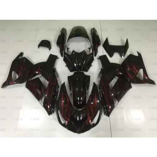 For ZZR 1400 2006 - 2011 Abs Fairing for Kawasaki Zx14r 06 07 Black Red Frame Fairing Kits ZZR 1400 2009 Fairings Unpainted