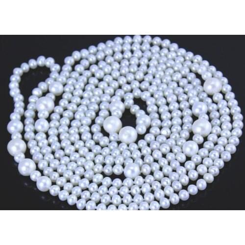 Single 9-12mm round white pearl necklace 54inch