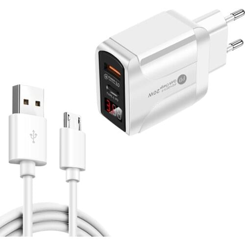 Original QC3.0 USB LED Smart Led Digital Display Fast Charging Charger For Computer, Mobile Phone And Tablet