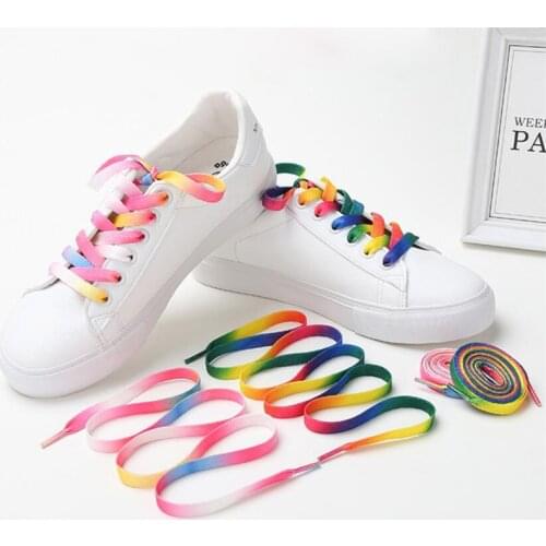 Rainbow Colorful Flat Shoelaces Fashion Printed Gradient Shoes Laces Sports Casual Sneakers Shoelaces Canvas Bootlaces Strings