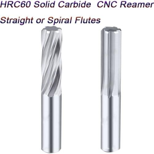 CNC Reamer Solid Carbide Machine Reamer Straight Spiral Flutes Wolfram Tungsten Steel Chucking Hardened Steel Metal 6 Flutes