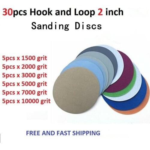 30pcs/Set 2'' Sandpaper Polishing Grinding Sanding Disc Dry Wet Sanding Paper Abrasive Tool 1500/2000/3000/5000/7000/10000 Grit
