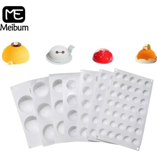 Meibum 7 Types Hemisphere-Shaped Silicone Cake Mold Baking Tools For Cakes Decorating Supplies Dessert Mousse Molds Muffin Pan