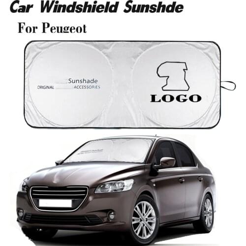 Car Windshield Sunshade With Car Logo Auto Front Window Sun Cover Shade Protector Cooling Parasol Coche Emblem for Peugeot 2020