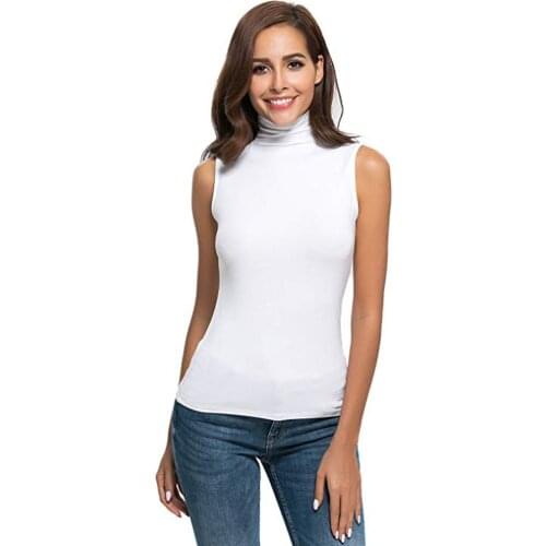 High Collar Sleeveless Women Tops Solid Slim Fit Turtleneck Tee Fashion Summer Spring Shirt Tops Ladies Clothing 2021 Туника