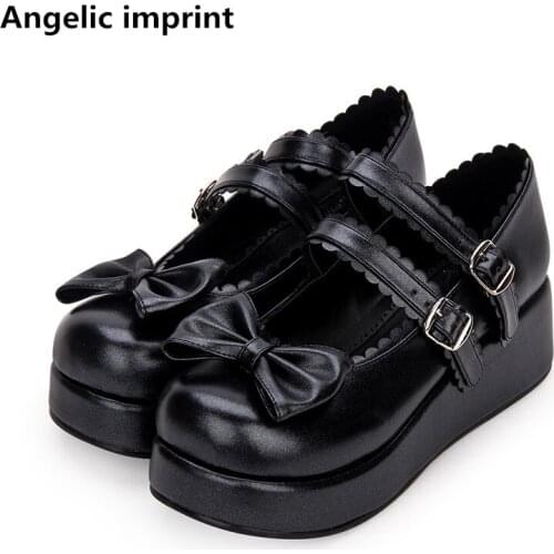 Angelic imprint woman mori girl lolita cosplay shoes lady mid heels pumps women princess dress party shoes Pearlescent PU 5cm