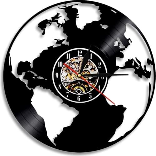 World Map Vinyl Clock Globe Map Clock Wall Earth Map Wall Art Decor Reloj Mapa Vinyl Record Wall Clocks Handamde Gift