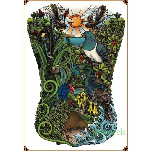 Waterproof Temporary Tattoo Sticker bird world forest large whole back tatto stickers flash tatoo fake tattoos for men women