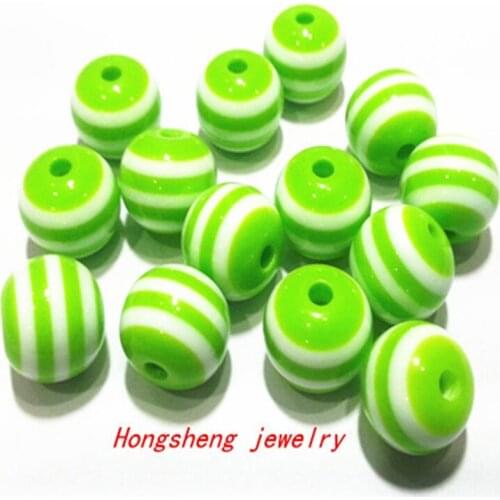 Choose size) 12mm/16mm green color chunky Resin Stripe Beads For Chunky Necklace Fashion jewelry, Free shipping