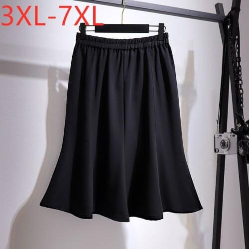 New 2021 Ladies Summer Plus Size Midi Skirt For Women Large Loose Casual Black Ruffle Fishtail Skirts 3XL 4XL 5XL 6XL 7XL