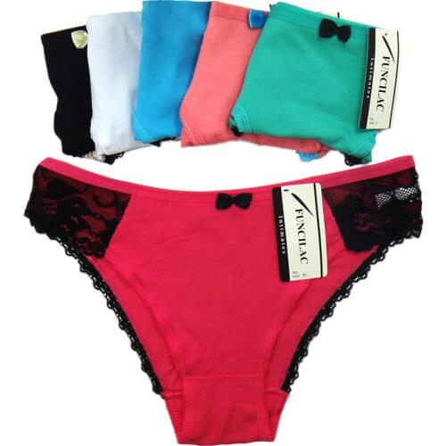 FUNCILAC 5 Pcs/set Woman Underwear Womens Panties Sexy Cotton Lace Briefs Ladies Knickers Intimates Lingerie for Women