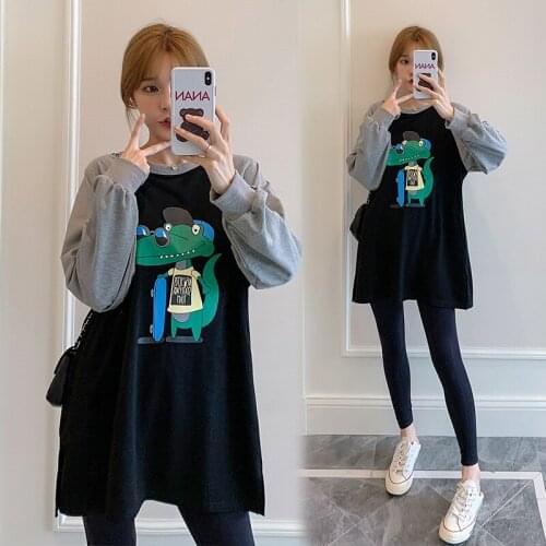 2050# Maternity Clothes Spring Autumn Long Sleeves cotton printing leisure Easy Matching Loose Stylish Tops for Pregnant Women
