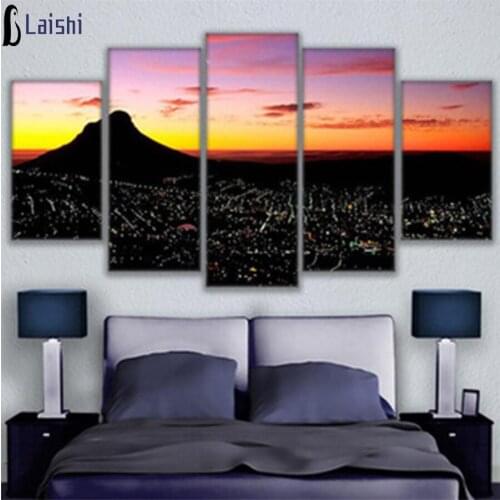5pcs Diamond embroidery Sunset volcano landscape full square round diamond painting cross stitch mosaic stickers home decoration