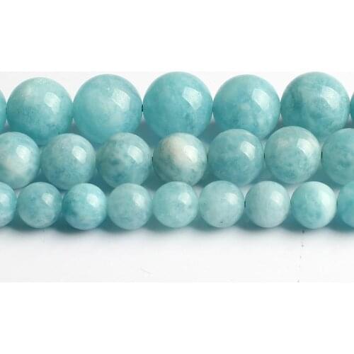 6/8/10mm Natural Aquamarines Stone Beads Round Loose Beads for Accessories Making Diy Bracelet 15'' Strand