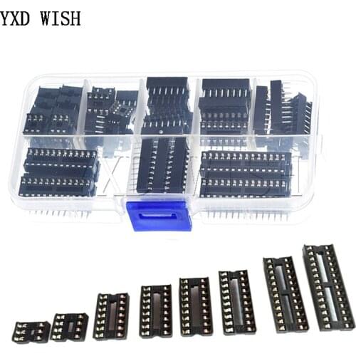 66Pcs/Lot DIP IC Sockets Adaptor Solder Type Socket Kit 6,8,14,16,18,20,24,28 Pin Connector For Arduino PCB Diy Kit