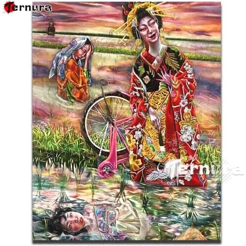 DIY Diamond Painting Japanese kimono woman Cross Stitch Diamond Embroidery Patterns Weird woman rhinestones Mosaic home decor