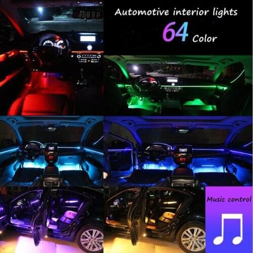 Car Atmosphere Lights EL Neon Wire Strip Light RGB Multiple Modes App Sound Control Auto Interior Decorative Ambient Neon Lamp