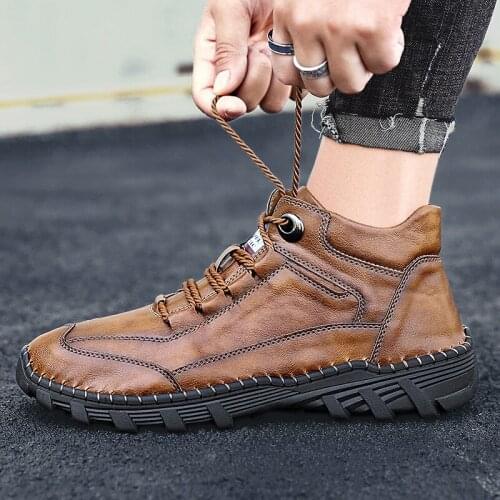 Chukka Boots Fashion and Comfort Casual Oxfords Ankle Lace Up Men Boots Military Combat Mens High Top Work Shoes