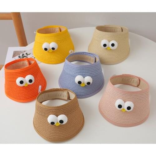 Baby Summer Straw Hats Boys and Girls Cute Big Eyes Sun Hat Foldable Outdoor Street Kids Gift Cap