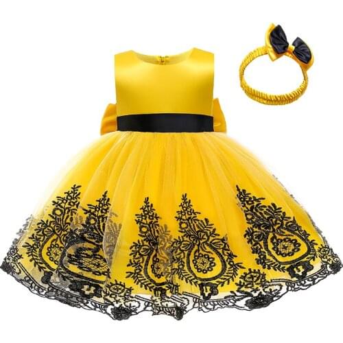 Flower Embroidery Baby Girl Dress Toddler Girls Birthday Party Baptism Costume Kids Christmas Princess Dress Infant Girl Clothes