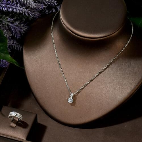 HIBRIDE Jewelry Sets for Women Round Shape Cubic Zircon Copper Necklace/Ring Jewelry Sets Wholesale Gift Party N-29