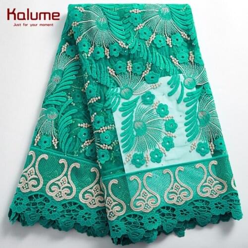 Kalume African Lace Fabric Stones French Tulle Lace Fabric High Quality Nigerian Mesh Lace Fabric For Dress Party Wedding H2382