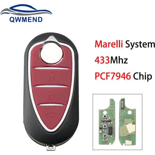 BHKEY Marelli BSI 3 Buttons Flip Smart Car Key for Alfa Romeo Giulietta 2010-2016 Car Remote Key 433Mhz PCF7946 Chip