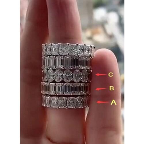 Three styles BANDS RINGS 925 SILVER PAVE SETTING FULL SQUARE Diamond ETERNITY BAND ENGAGEMENT WEDDING Rings JEWELRY