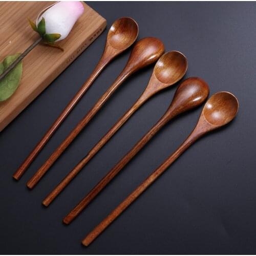 3 Pieces Eco Friendly Natural Wooden Spoon Set for Eating Mixing Stirring Cooking Coffee Demitasse Tea Dessert