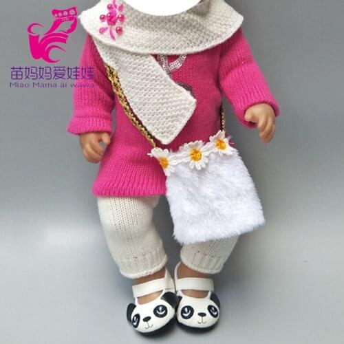 New born baby dolls clothes set for 43cm bebe Doll knit dress hat scarf For 18 inch Girl Doll Toy Doll Accessories